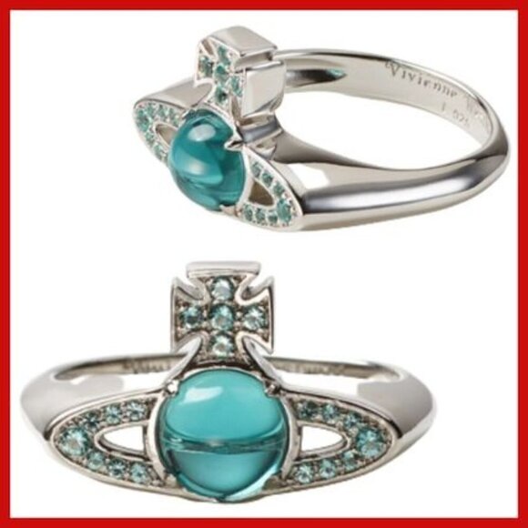 VIVIENNE WESTWOOD BLUE SILVER TONE RING - Picture 1 of 4